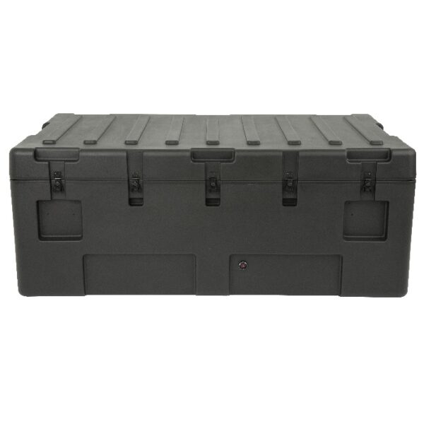 These Mil-Standard cases were designed to meet the most demanding military specifications. They are roto-molded for strength and durability, airtight and water proof with solid stainless steel latches and hinges that will withstand the most demanding shipping conditions. The 3R Mil-Std. Cases are molded of (LLDPE) polyethylene impact resistant / UV stabilized material and meet or exceed MIL-STD 810 and MIL-C-4150J specifications.